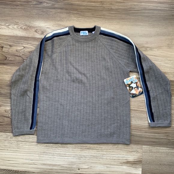 Knit Sweater Boys By Global ID small  8-10 Dress Dressy Sporty Grey New Vintage - Picture 5 of 5